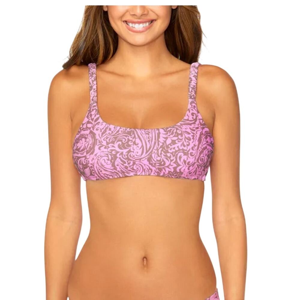RAISINS Juniors' Golden Scoop-Neck Bralette Bikini Top NWT Size Small